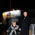 Mimie Mathy et son mari Benoist Gérard lors de la générale de la comédie musicale de Pascal Obispo, Adam et Ève, au Palais des Sports le 13 février 2012 à Paris 