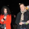 Linda Hardy et un ami, Thierry Harcourt, metteur en scène, lors de la générale de la comédie musicale de Pascal Obispo, Adam et Ève, au Palais des Sports le 13 février 2012 à Paris