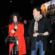 Linda Hardy et un ami, Thierry Harcourt, metteur en scène, lors de la générale de la comédie musicale de Pascal Obispo, Adam et Ève, au Palais des Sports le 13 février 2012 à Paris 