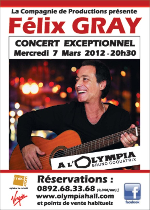 Félix Gray en concert à L'Olympia, le 7 mars 2012.