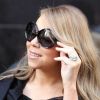 Mariah Carey, cachée derrière ses lunettes de soleil, lors de l'enregistrement de l'émission Good Morning America à New York, le 21 février 2012