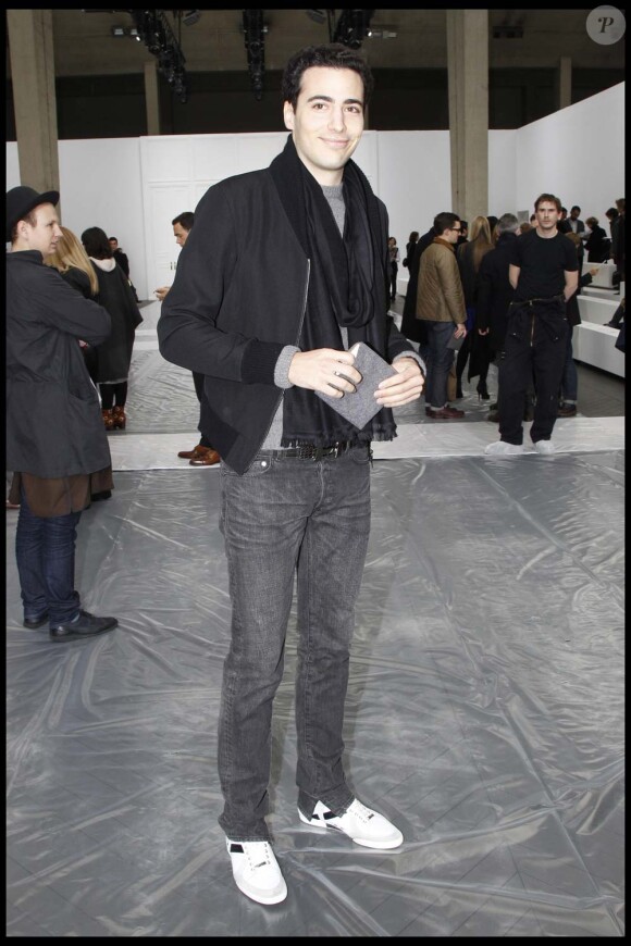 Jean-Victor Meyers, petit-fils de Liliane Bettencourt, au défilé Dior Homme, à Paris, le 21 janvier 2012.
