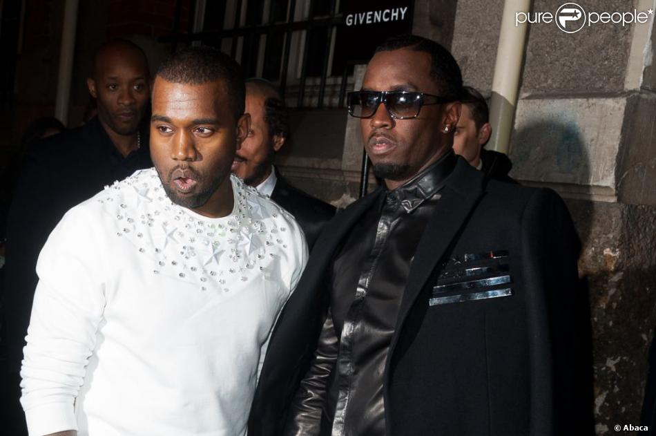 Kanye West et P. Diddy au défilé Givenchy qui s'est déroulé à Paris le