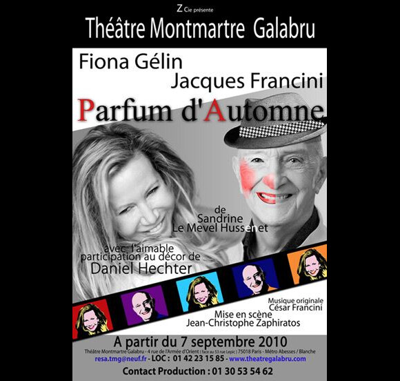 Jacques Francini et Fiona Gélin sur l'affiche de la pièce Parfum d'automne