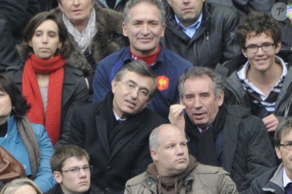 François Bayrou et Philippe Douste-Blazy lors du match des VI Nations entre la France et l'Angleterre (22-24) le 11 mars 2012 à Saint-Denis