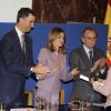Felipe et Letizia d'Espagne remettaient le 8 mars 2012 les Prix européens de l'environnement, à Madrid.