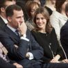 Felipe d'Espagne et son épouse Letizia lors de l'événement "Trésors vivants de la télévision espagnole", le 6 mars 2012.