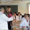 Letizia d'Espagne en visite dans un centre de formation et de recherche sur les énergies renouvelables, en Navarre, le 7 mars 2012.