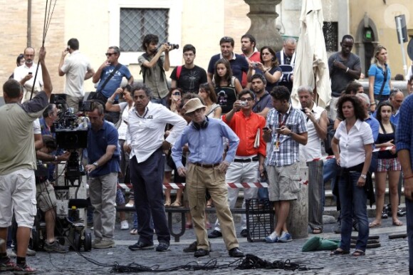 Woody Allen en juilley 2011 à Rome, sur le tournage de ce qui deviendra To Rome with Love.