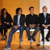 Laura Flessel, Arnaud Assoumadi, Tony Estanguet et Philippe Dehennin lors de la soirée de présentation du Team BMW Performance au CNOSF à Paris le 14 mars 2012