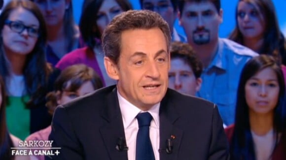 Nicolas Sarkozy sur le plateau du Grand Journal de Canal+, le 16 mars 2012.