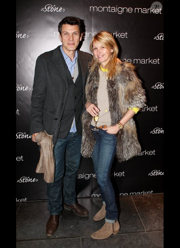 Sarah et Marc Lavoine lors de la présentation de la nouvelle collection joaillerie Stone chez Montaigne Market le 6 mars 2012 à Paris