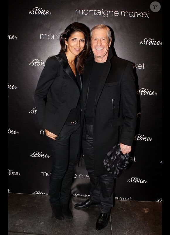Hoda Roche et son homme Jean-Claude Darmon lors de la présentation de la nouvelle collection joaillerie Stone chez Montaigne Market le 6 mars 2012 à Paris