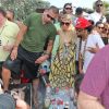 Paris Hilton entourée de son chéri le DJ Afrojack et le rappeur Lil Jon, à Miami le 21 mars 2012