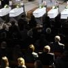 Funérailles à Louvain, le 22 mars 2012 en l'église Saint-Pierre de sept des enfants morts le 13 mars dans la tragédie du tunnel de Sierre, élèves de l'école d'Heverlee.