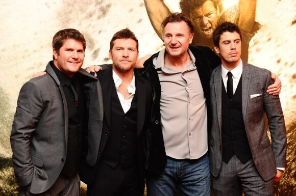 Jonathan Liebesman, Sam Worthington, Liam Neeson et Toby Kebbell en mars 2012 à Londres.