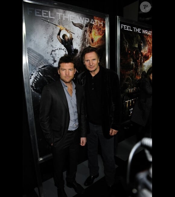 Sam Worthington et Liam Neeson en mars 2012 à New York.