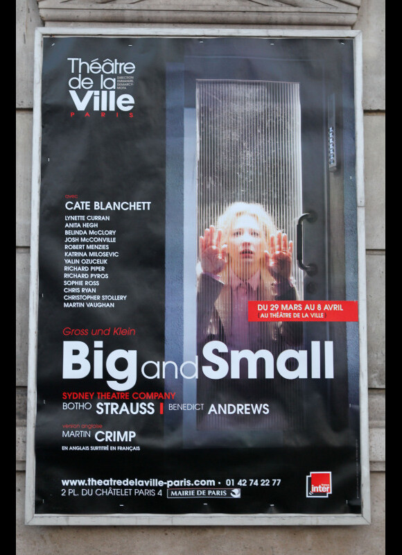 Cate Blanchet le 30 mars 2012 au Théâtre de la Ville pour la première de la pièce Big and Small