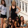 Christine Donlon, Madison Dylan, Catherine Annett, Shani Pride, Tiffany Brouwer et Nikki Griffin lors du photocall pour la série Femmes Fatales durant le MIP TV 2012 à l'Hôtel Majestic à Cannes le 1er avril 2012