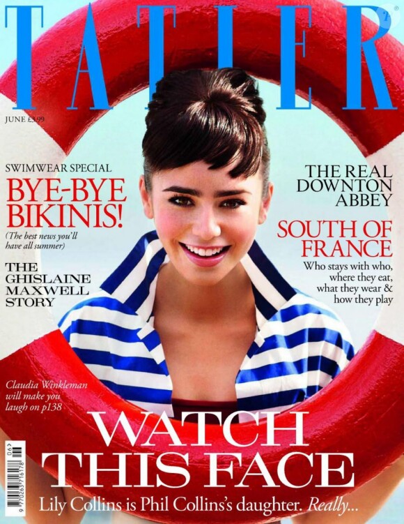 Lily Collins en couverture du magazine Tatler