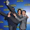 Bonne humeur pour Helena Noguerra, Elie Semoun et Bruno Salomone à l'avant-première des Vacances de Ducobu, le 8 avril 2012 à Paris.