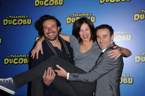 Helena Noguerra, Elie Semoun et Bruno Salomone à l'avant-première des Vacances de Ducobu, le 8 avril 2012 à Paris.