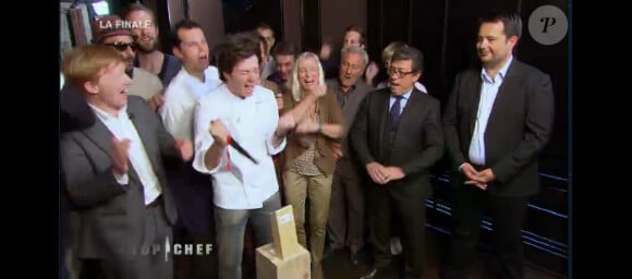 Jean sacré vainqueur lors de la finale de Top Chef 3, lundi 9 avril 2012 sur M6