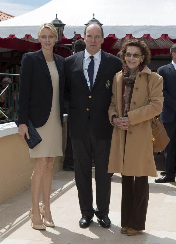 Le prince Albert II de Monaco et la princesse Charlene étaient lundi 16 avril 2012 au Monte-Carlo Country Club lors du Women's Day inaugurant le Masters 1000 de Monte-Carlo pour décerner à Novak Djokovic la Médaille en Vermeil de l'Education physique et des Sports, en présence de sa compagne de longue date Jelena Ristic.