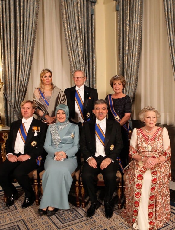 Dîner officiel au palais royal d'Amsterdam en l'honneur du président de la Turquie Abdullah Gül et de son épouse, le 17 avril 2012