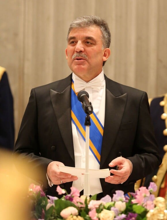 Abdullah Gül, président de la Turquie, lors du dîner officiel au palais royal d'Amsterdam, le 17 avril 2012