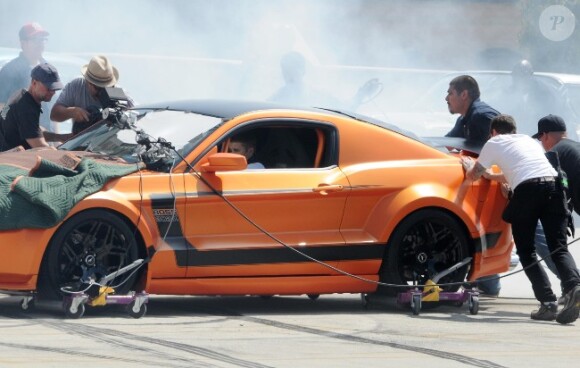 Justin Bieber sur le tournage de son clip Boyfriend, à Los Angeles, le samedi 21 avril 2012.
