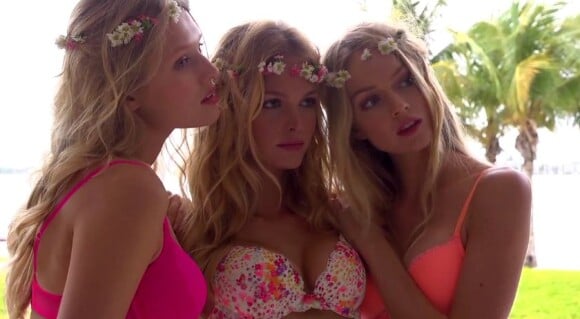 Elyse Taylor, Erin Heatherton et Lindsay Ellingson, Anges printaniers et ultra sexy sur le tournage de la pub Victoria's Secret à Miami.