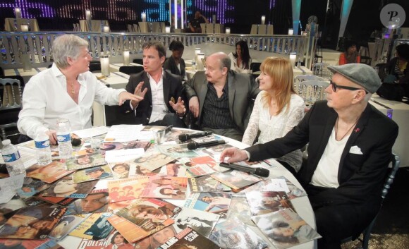 Stone et Charden en mars 2012 lors de l'enregistrement de l'émission Les Années Bonheur avec Patrick Sébastien, Fabien Lecoeuvre et Michel Jonasz.