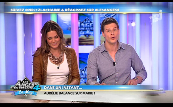 Matthieu Delormeau et Jeny Priez sur le plateau des Anges - Le Mag le lundi 7 mai 2012 sur NRJ 12