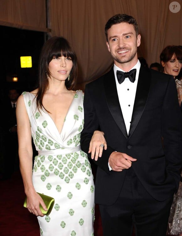 Jessica Biel et Justin Timberlake au Costume Institute Gala, à New York, le 7 mai 2012.