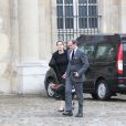 Le prince Jean d'Orléans, duc de Vendôme, et son épouse la princesse Philomena arrivent à l'église Notre-Dame du Val-de-Grâce vendredi 11 mai 2012 pour la messe de funérailles pour Emmanuelle de Dampierre. Leur petite princesse Antoinette, née le 28 janvier 2012, était présente avec eux.