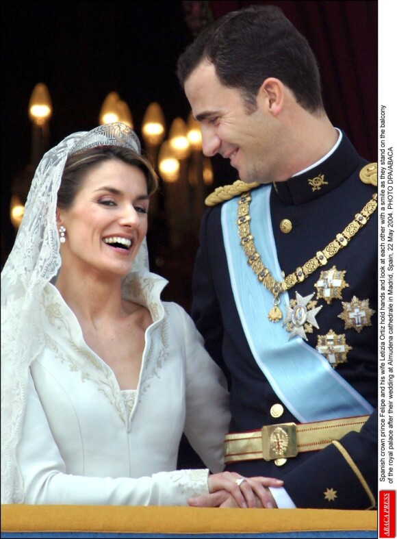 Mariage de Felipe d'Espagne et de Letizia Ortiz le 22 mai 2004 en la cathédrale de la Almudena, à Madrid.