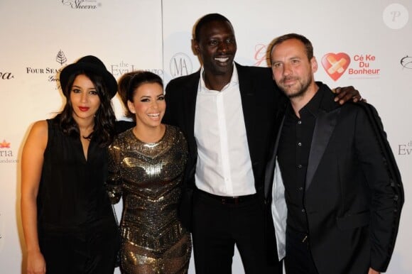Leïla Bekhti, Eva Longoria, Omar Sy et Fred Testot lors du Global Gift Gala organisé à Paris par Eva Longoria