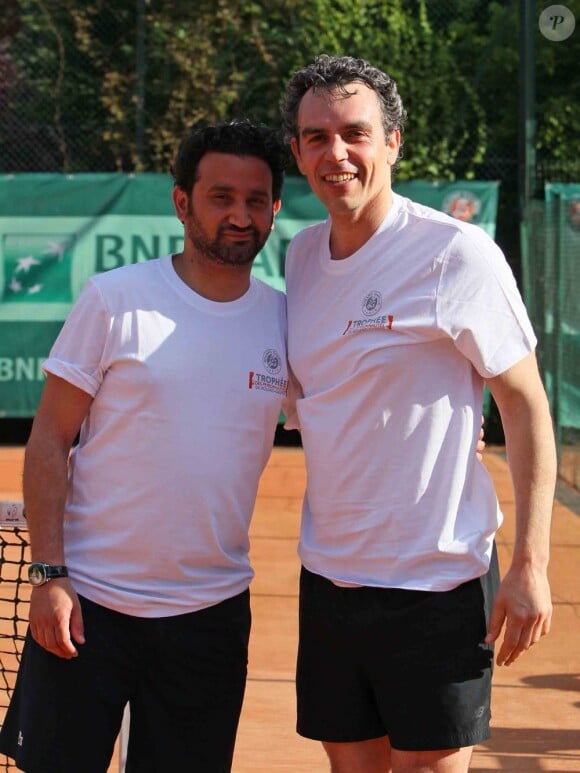 Cyril Hanouna et François Trillo le 7 juin 2012 lors du Trophée des Personnalités au Petit Jean-Bouin à quelques pas de Roland-Garros