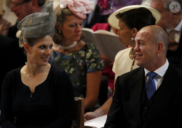 Zara Phillips avec son mari Mike Tindall le 5 juin 2012 lors de la messe en la cathédrale Saint Paul pour le jubilé de diamant de la reine. La fille de la princesse Anne et petite-fille d'Elizabeth II a été sélectionnée le 11 juin 2012 au sein de l'équipe britannique de concours complet pour les JO de Londres.