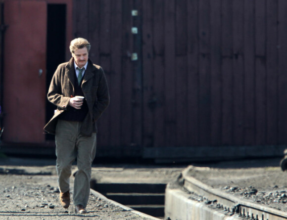 Colin Firth sur le tournage de The Railway Man en mai 2012 en Ecosse.