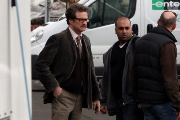 Colin Firth sur le tournage de The Railway Man en mai 2012 en Ecosse.