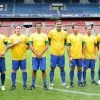 L'équipe du Brésil le 25 juin au Parc des Princes à Paris pour un match de foot au profit de l'association Plus Fort la Vie présidée par Jean-Claude Darmon