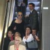 Sharon Stone arrive à l'aéroport Charles-de-Gaulle le 28 juin 2012, avec son fils Quinn