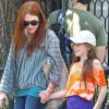 Julianne Moore et sa fille Liv, 10 ans, sur le tournage de Don Jon's Addiction à New York, le 28 juin 2012.