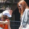 Julianne Moore et sa fille Liv, 10 ans, sur le tournage de Don Jon's Addiction de Joseph Gordon-Levitt à New York, le 28 juin 2012.