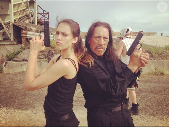 Jessica Alba et Danny Trejo sur le tournage de Machete Kills. Juin 2012.