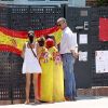 Iker Casillas et sa chérie Sara Carbonero sortent de chez eux à Madrid, le 4 juillet 2012