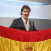 A douze jours des Jeux Olympiques de Londres, Rafael Nadal se voit remettre le drapeau espagnol pour représenter la nation en Angleterre, le samedi 14 juillet 2012.