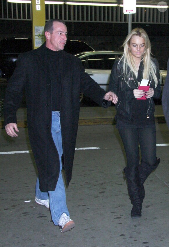 Lindsay Lohan et son père Michael Lohan à New York, le 4 janvier 2008.
